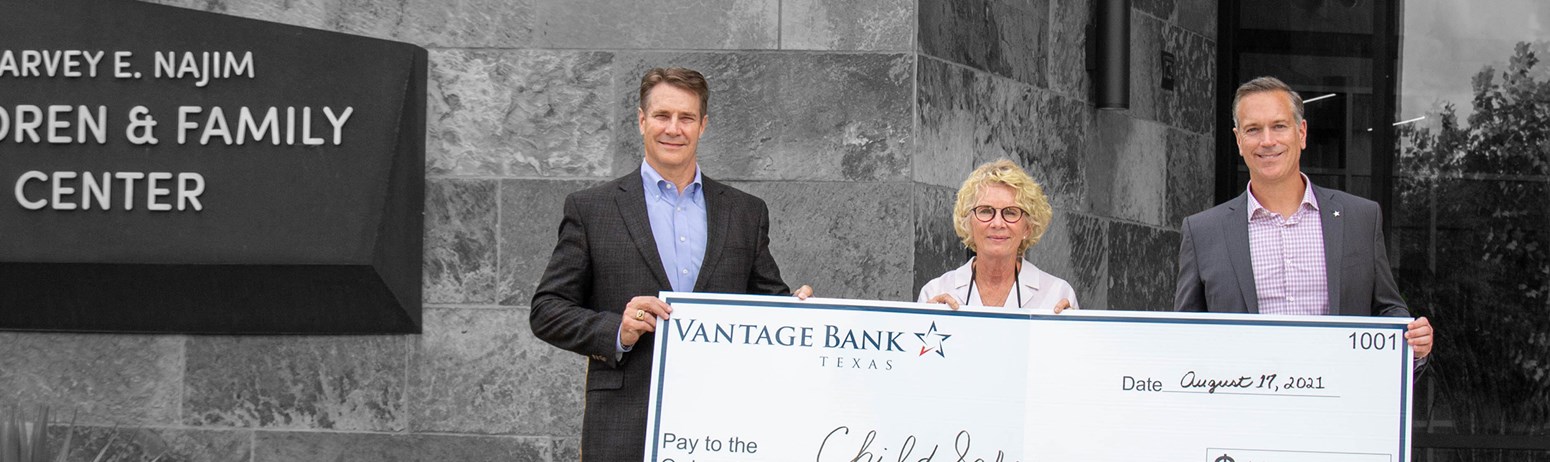 Vantage Bank making a donation to Harvey E. Najim Children & Family Center
