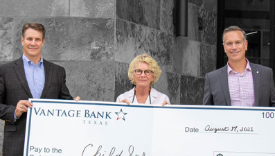Vantage Bank making a donation to Harvey E. Najim Children & Family Center